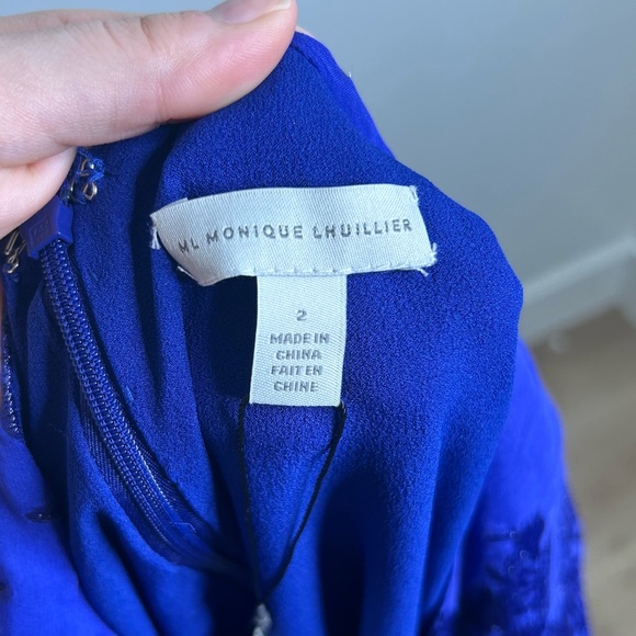 NWT ML Monique Lhuilier Belted Metallic Fil Coupe Silk Blend Wide Leg Jumpsuit 2 - Picture 15 of 16